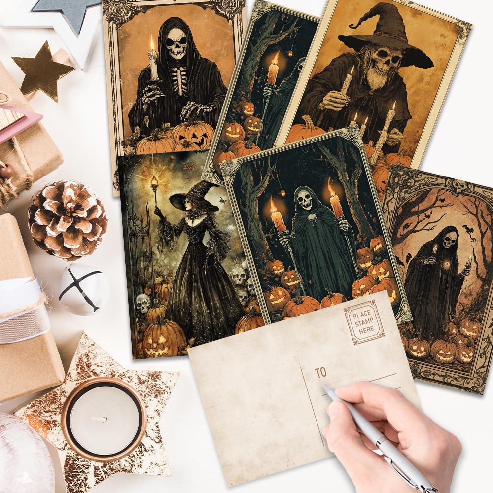32 Stück, Vintage-Halloween-Postkarten, Horror, Kürbis, Geburtstags-/Jubiläumsgeschenke, Sammlerstück, zum Verschenken geeignet und versendbar