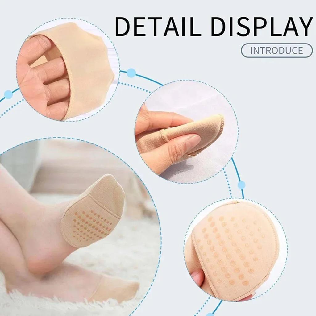 Metatarsal Sleeve Pads Ball of Foot Cushions with Soft Sponge and Silicone Dots Forefoot Cushioning Socks Non Skid Half Socks