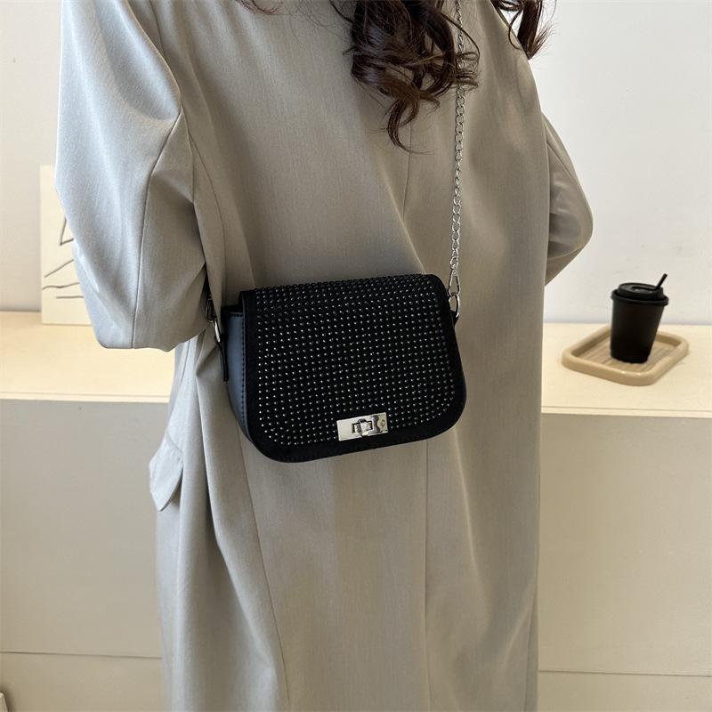 New Autumn Rhinestone Bag Crossbody Small Square Bag Trendy Casual and Fashionable One-shoulder Armpit Bag Women's Bag