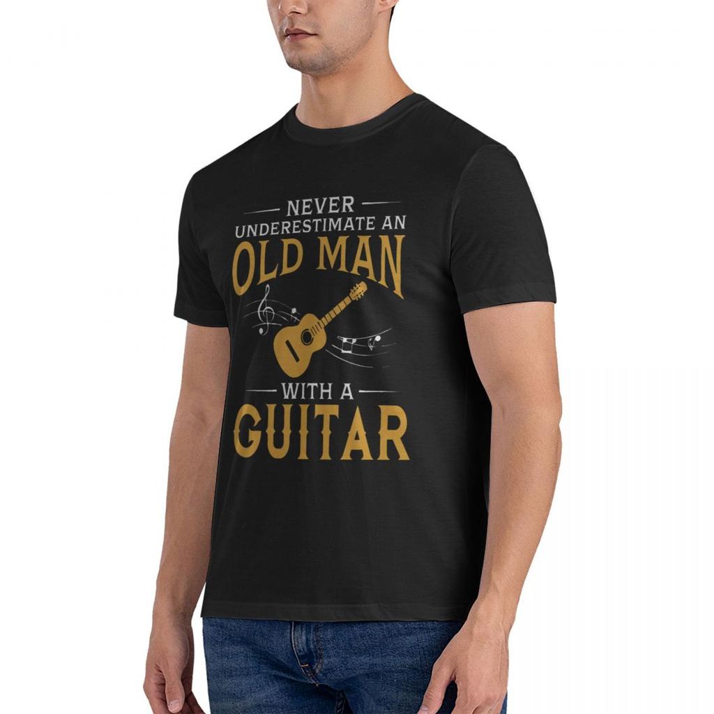 Never Underestimate An Old Man With A Guitar T Shirts Short Sleeved Branded Custom Design T Shirts Family Xxl Size