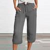 Women's Summer 3/4 Trousers  Summer Trousers With Pockets Causal Loose Trousers Fabric Trousers Sport Leisure Beach Trousers