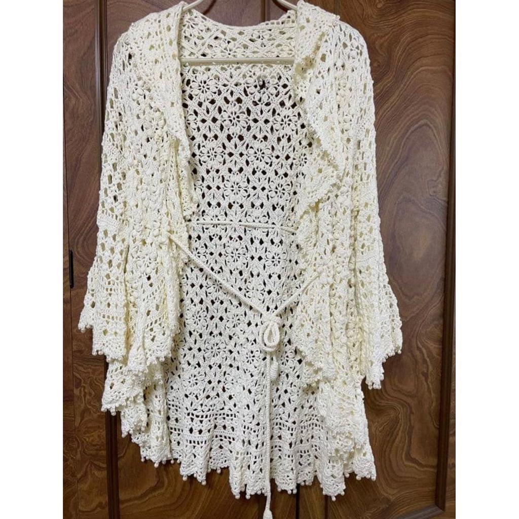 Used ALBA ROSA crochet lace gown cardigan