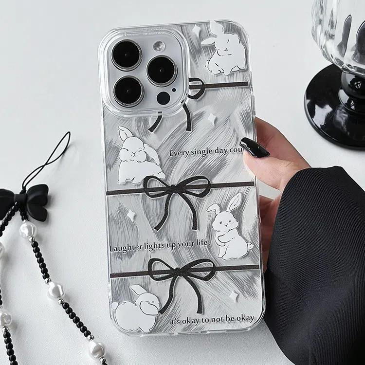 

Чехол для телефона с ремешком с большим отверстием, совместимый и подходящий для iPhone15 14 13 12 11promax xsmax xr 7 8plus Bow Bunny 7/8