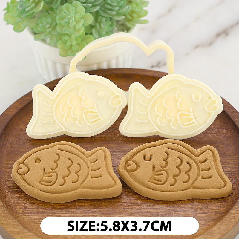 Mold Small Fish Sandwich Cookie Tool Home 3D Pressing Cookie Cutter Mold