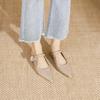 K77-2 Fairy Wind Crystal Flower Buckle Pointed Flat-soled Single Shoes 2025 New One-pedal Low-heeled Single Shoes Women's Shoes