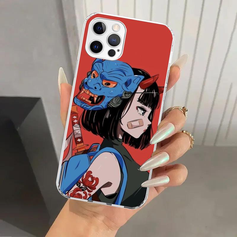 Japanese Style Anime Girl Phone Case for Iphone 17 Air 16 15 Plus 14 13 Mini 12 11 Pro Max 16E 7 8 SE 2020 Soft Funda Print Shel