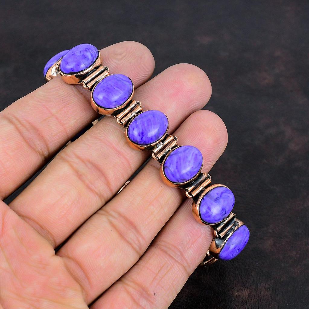 Charoite Bracelet Copper Bracelet Adjustable Chain Bracelet Handmade Jewelry Natural Gemstone Bracelet Copper Designer Jewelry Gifts For Her