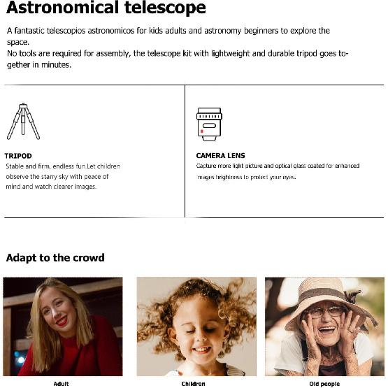 Telescope for Kids Beginners Adults, Aperture Refractor Telescopes for Astronomy Beginners, Portable Travel Telescope with Tripod, Astronomy Gifts