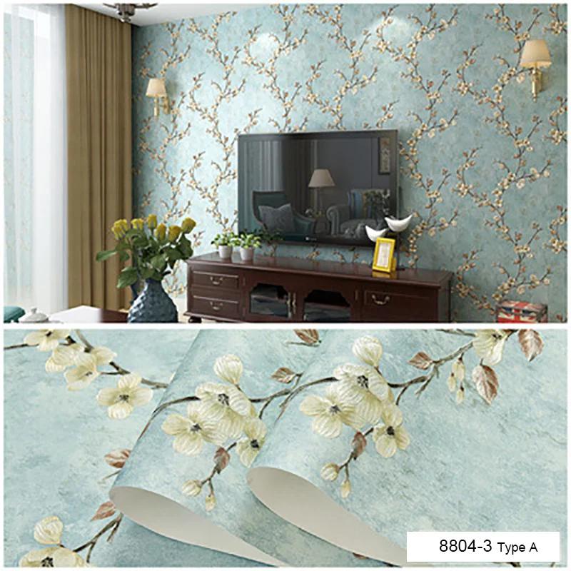 Retro Plum Blossom AB with Self Adhesive Wallpapers  Bedroom Living Room Restaurant Home Decoration Wallpaper Self Adhesive