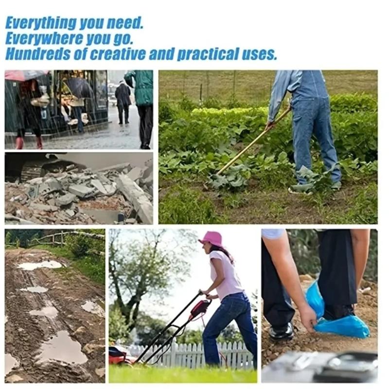 100pcs Disposable Waterproof PE Shoe Covers – Non-Slip, Lightweight Foot Protectors for Indoor Use, Home, Office or Clean Rooms