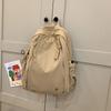 Casual Soft Nylon Backpack Large Capacity Lightweight Shoulder Bag Solid Color Travel Backpack