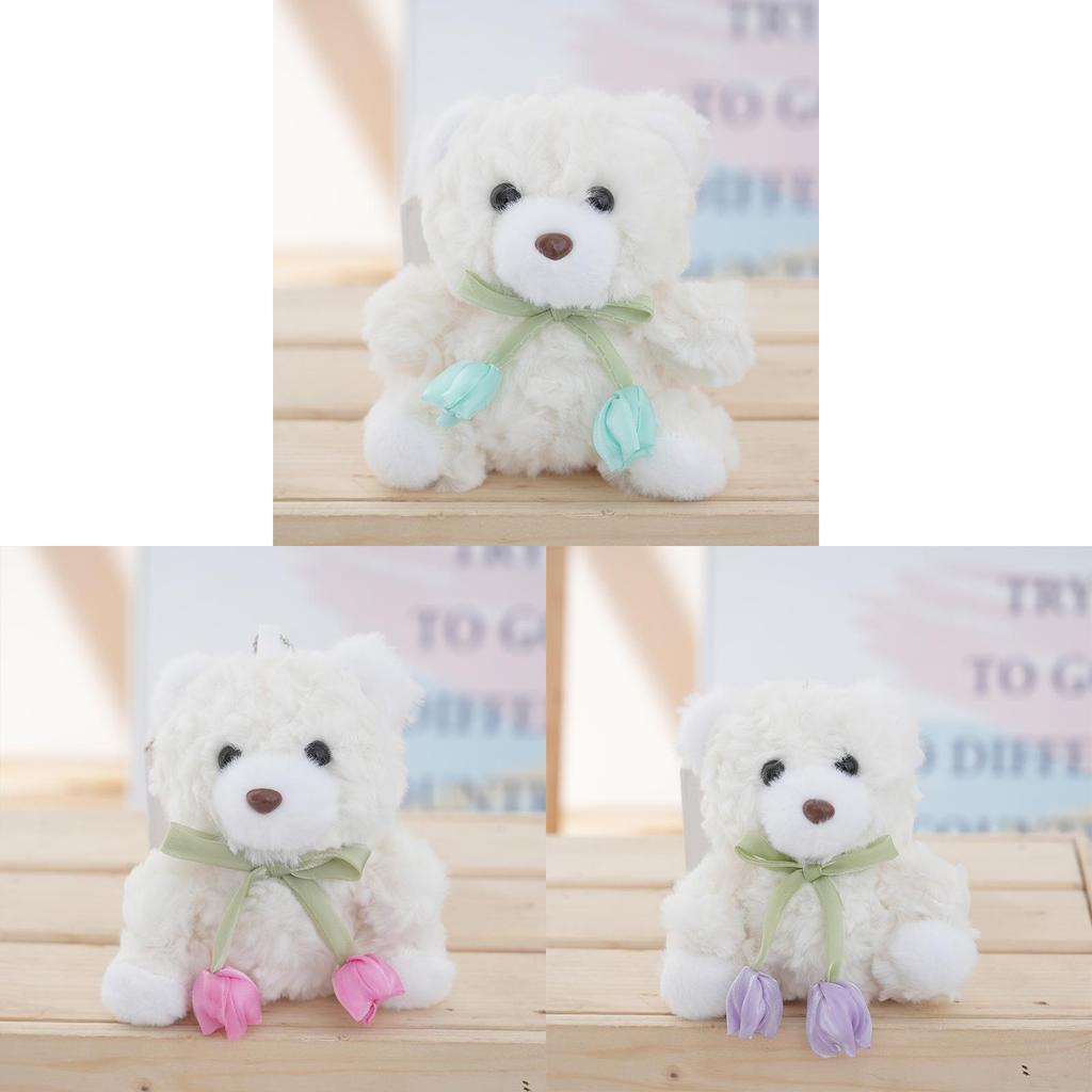 Plush Flower Bear Keychain With Soft Pp Cotton For Women And Girls