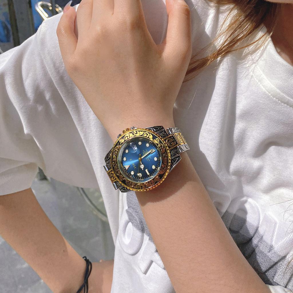 Men's Luxury Business Steel Watch 2025 Male Gifts Gradient Dial Auto Date,luminous Hands Quartz Watches For Man Relogio Masculino