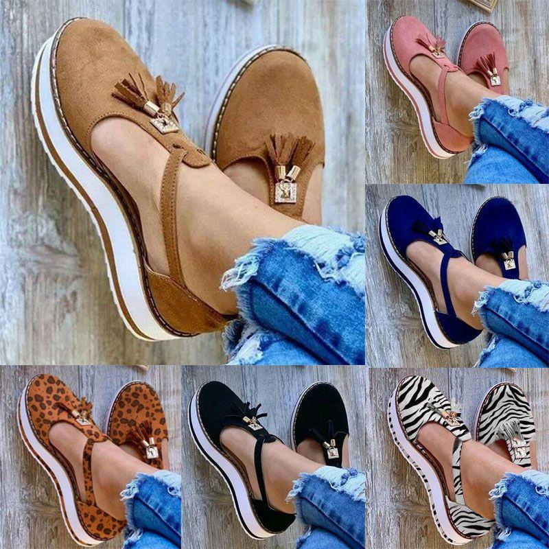 Elegant Women Tassel Round Toe Shoes Casual Flats With T-strap Gladiator Design