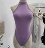 Sexy Stretchy Halter Bodysuit with Chest Pads and Sleeveless Camisole Design