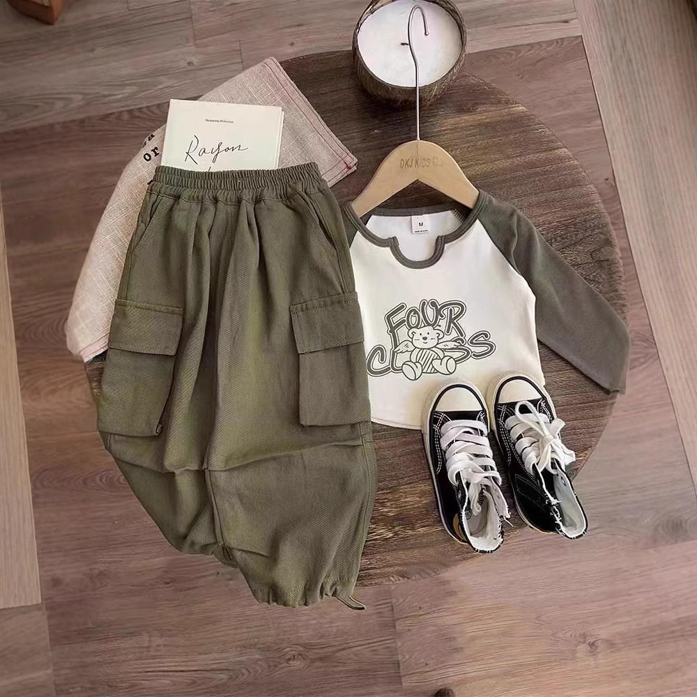 

Комплект для девочек Модная детская одежда, повседневные рабочие брюки для малышей, комплект из двух предметов 160