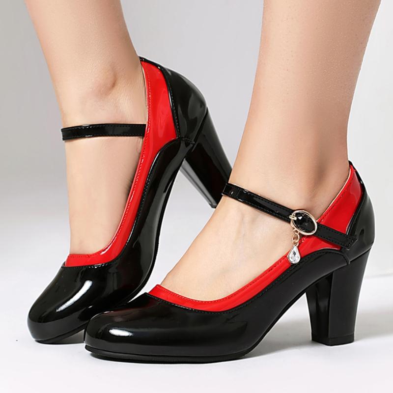 Elegant Women's Block High Heels Fashion Mary Janes Shoes Black White Heeled Party Wedding Shoes Ladies Dress Pumps 2025