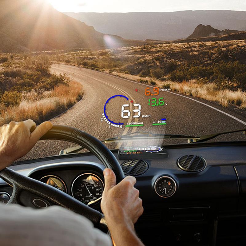 Viteză auto HUD vitezometru consum ulei temperatură apă Head Up Display tensiune baterie OBD parbriz proiector camion
