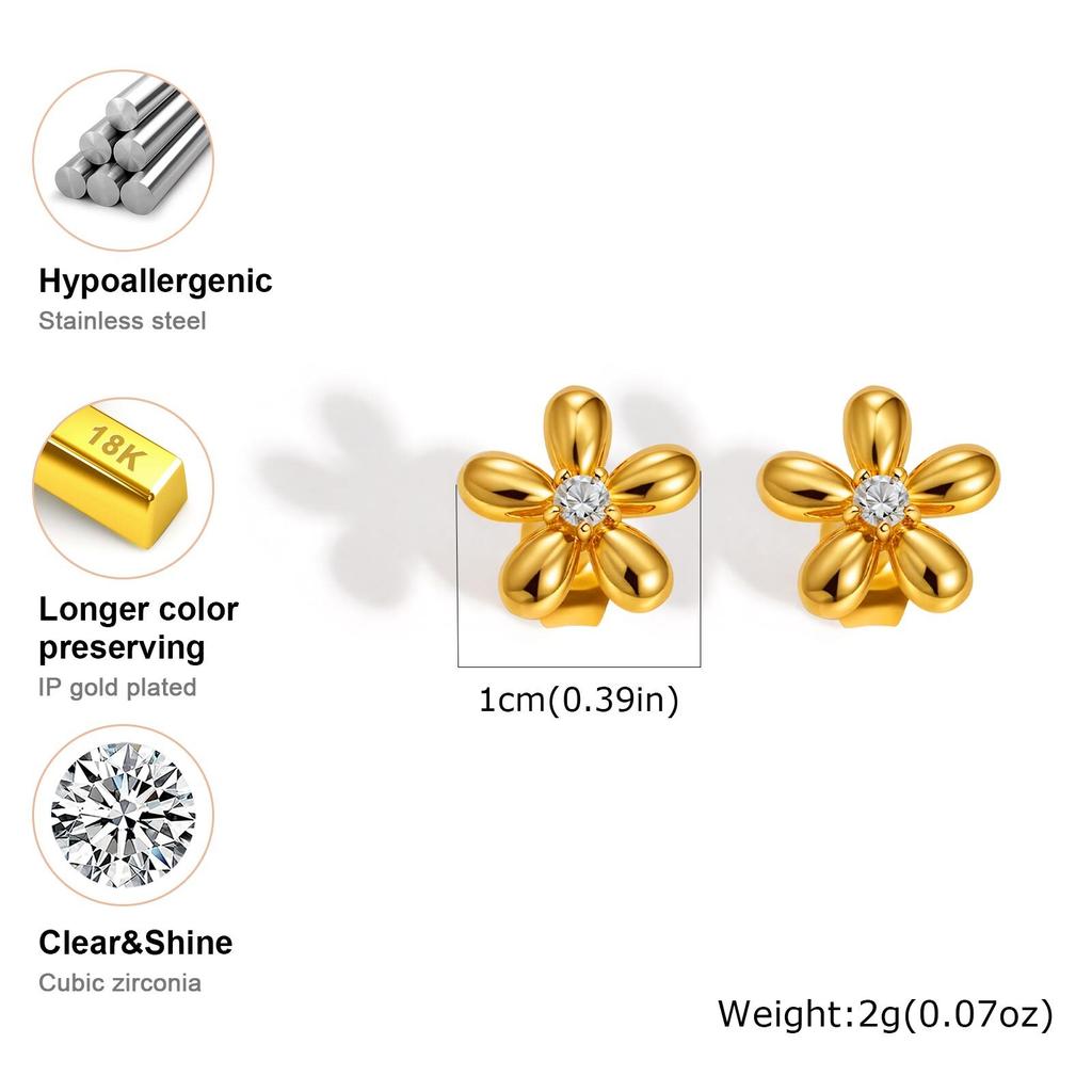 Vnox Kleine Süße Blasenblumen Ohrstecker für Damen Mädchen, Anti-Allergie Edelstahl Ohrschmuck, Zirkon Tägliche Ohrringe