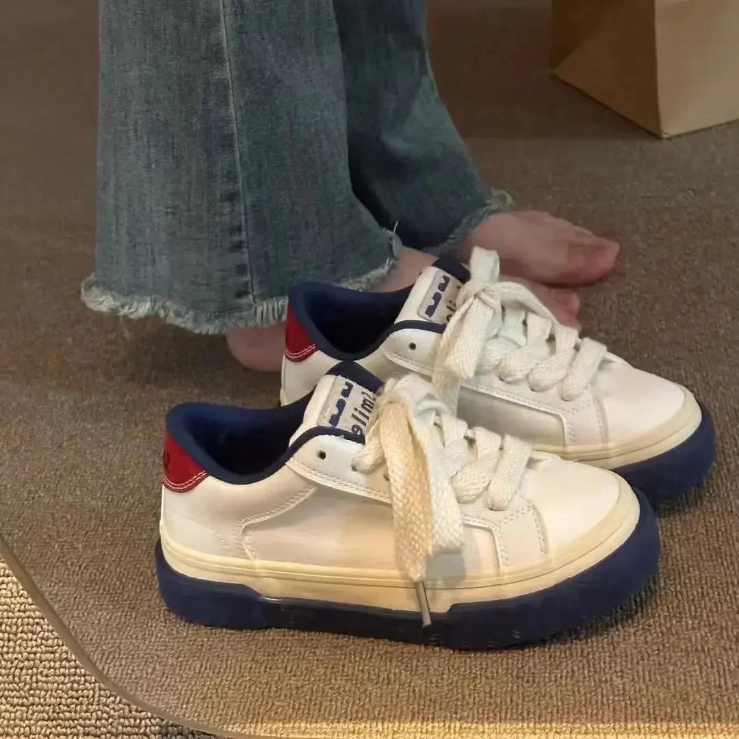 

Vintage Red Canvas Low-top Women Sneakers Casual Letter Embroidery Skateboard Shoes Students Flat Plate Shoes 2024 Fashion Tenis 35 білий