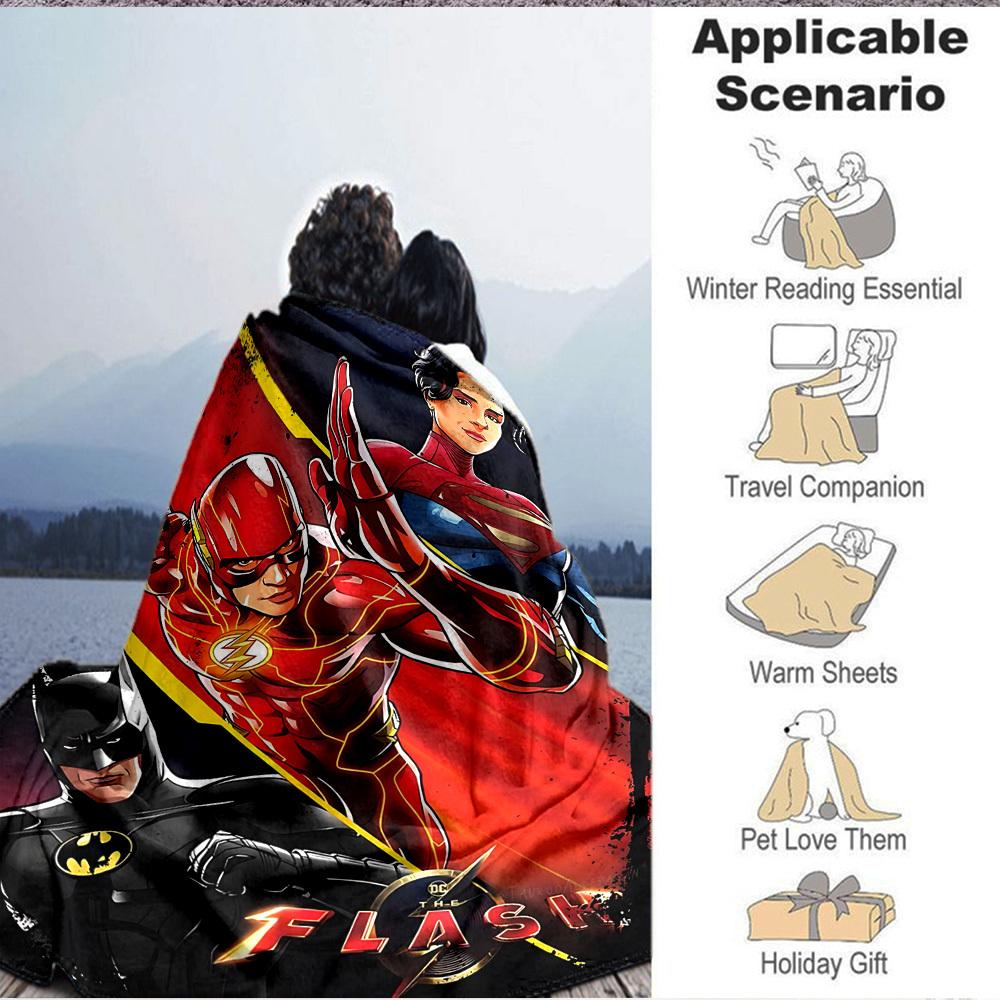 1pc Flash superhero Blanket Lightweight Flannel Throw For Sofa, Bed, Travel, Livingroom, Office, Couch, Chair, And Bed