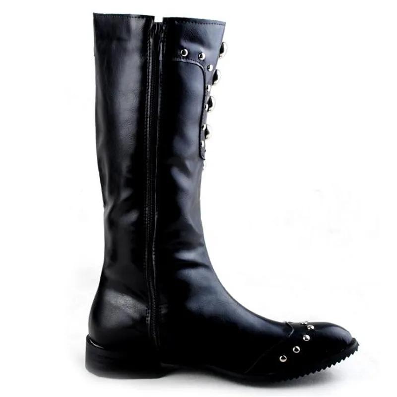 Fashion 2024 Fashionable stage boots punk Over Knee High Boots  Leather Men Long Waterproof Snowboots Equestrian Motocycle Boots