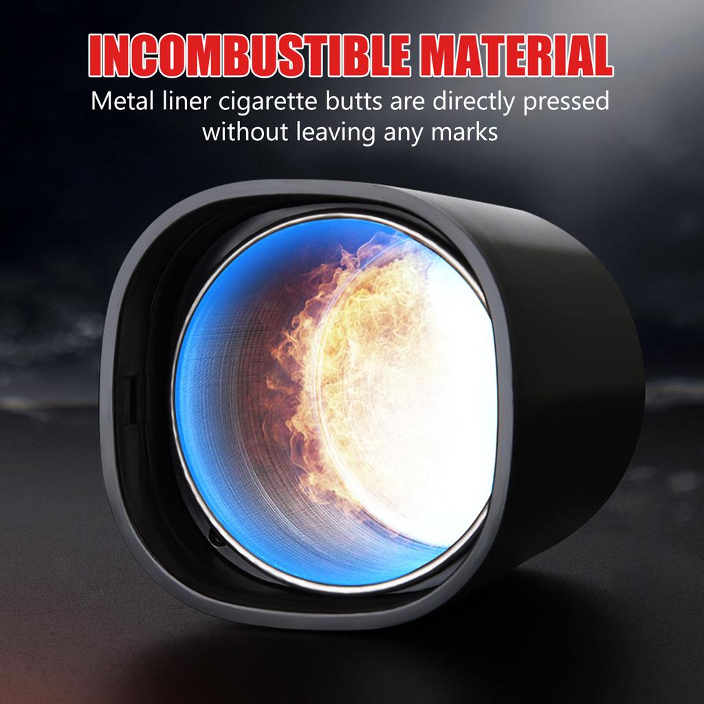 Car Ashtray with LED Light and Lid Portable Smokeless Car Ash Tray Smell Proof Mini Car Trash Can Detachable Car Ash Cup