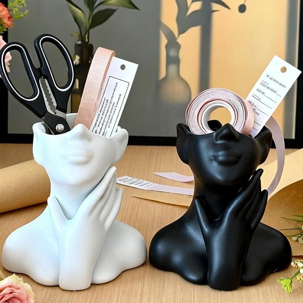 Human Statue Pencil Holder Large Capacity Desktop Organizer Storage Rack  Nordic Style