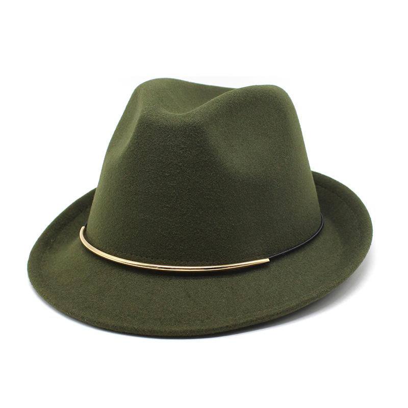 Wool Top Hat Ladies Trend Hat Gold Buckle Jazz Hat Wool Felt Hat