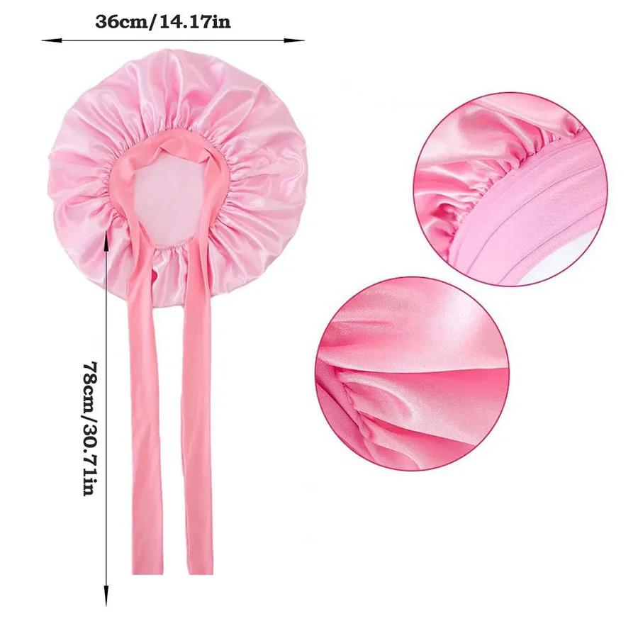 Sleeping Hat Women Satin Solid Night Sleep Cap Hair Care Bonnet Nightcap For Women Men Unisex Cap Bonnet De Nuit Shower Turban