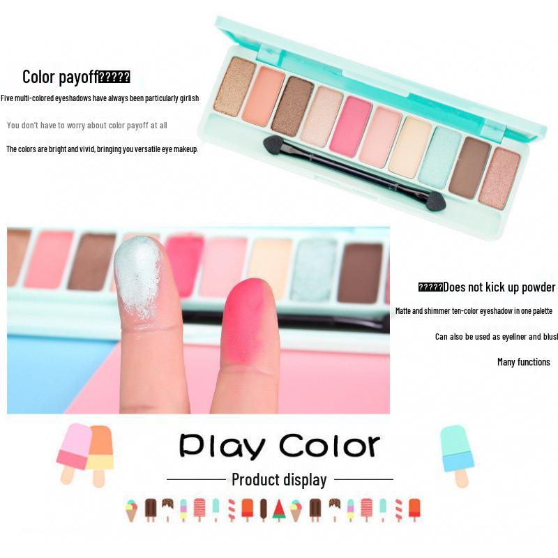 Xiaohongshu Douyin 10-Color Candy Eyeshadow Palette - Shimmer & Matte, Long-Lasting
