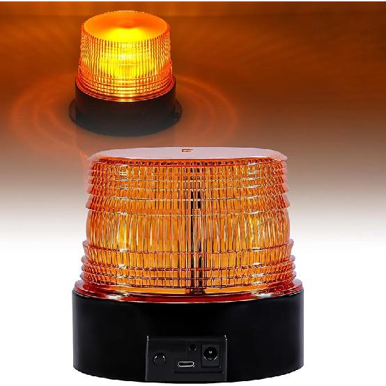 Magnetic Cordless Beacon Light, Amber Rechargeable Strobe Lights For Trucks, Portable Flashing Emergency Safety Warning Light For Postal Car