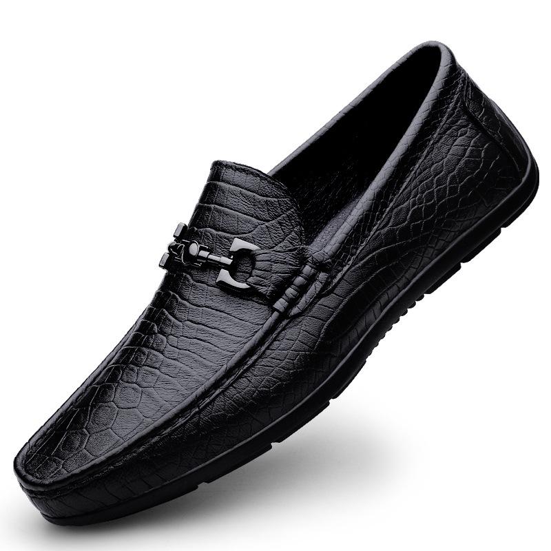 Men s Crocodile Pattern Leather Slip-on Loafers 37