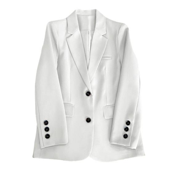 Draktjakke for kvinner Lapel Langermet klafflommer To knapper Draktjakke Ensfarget Loose Fit Yttertøy