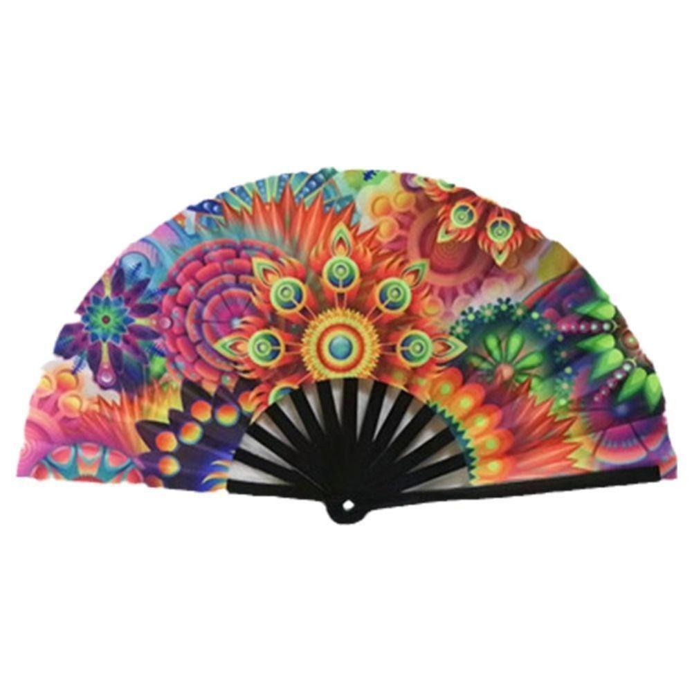 Fans with Lights Large Folded Hand Fan Folding Large Foldable Handheld Rave Fan 33cm Colorful Rainbow Folding Fan Dance