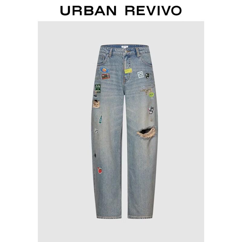 UR2026 Women s Distressed Sticker Print Curved Jeans 25