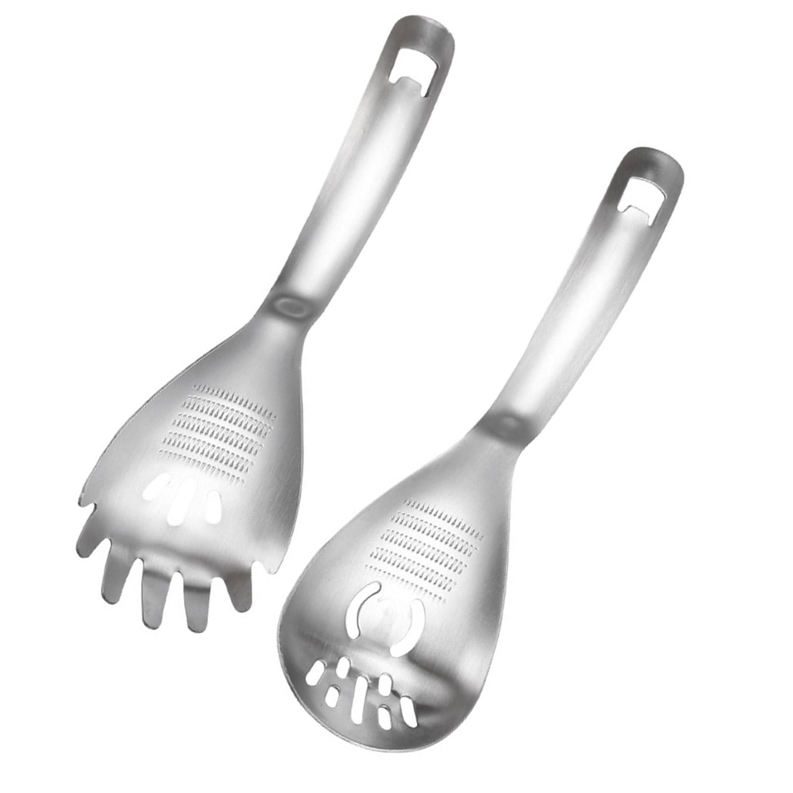 

Набор из 2 прочных ложек-дуршлагов Премиальная ложка с прорезями из нержавеющей стали Идеально подходит для слива лапши и супов