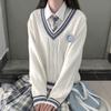 Pull d'automne de Style japonais pour étudiants, uniforme scolaire, pull à col en v pour filles et femmes, uniformes scolaires à manches longues