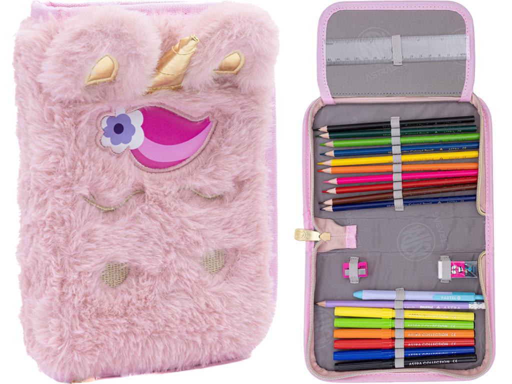 Astra Fluffy Unicorn Pencil Case with Accessories