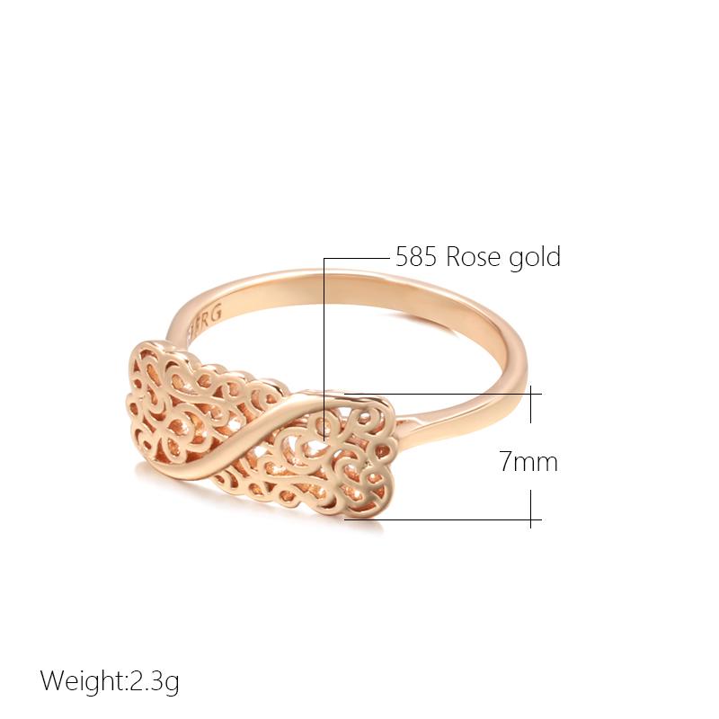Rose Gold Color Boho Ring Fashion Ethnic Flower Ring For Women Elegant Vintage Wedding Daily Jewelry Gift