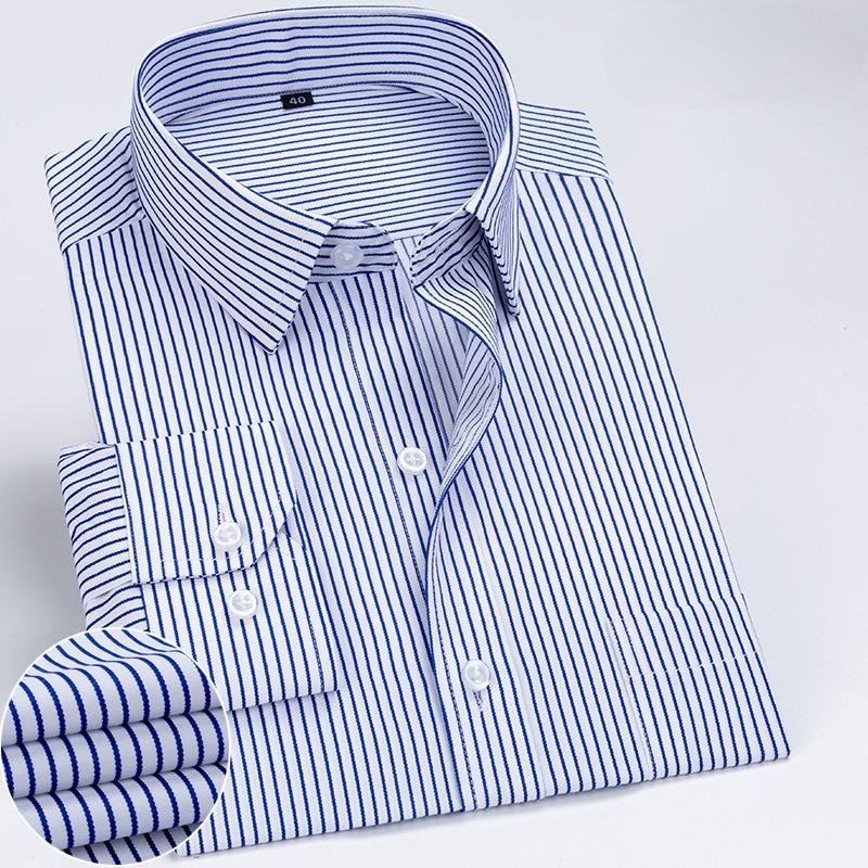Men's Plus Size Striped Shirt Classic Conventional Version of Casual Long-sleeved Male Clothes