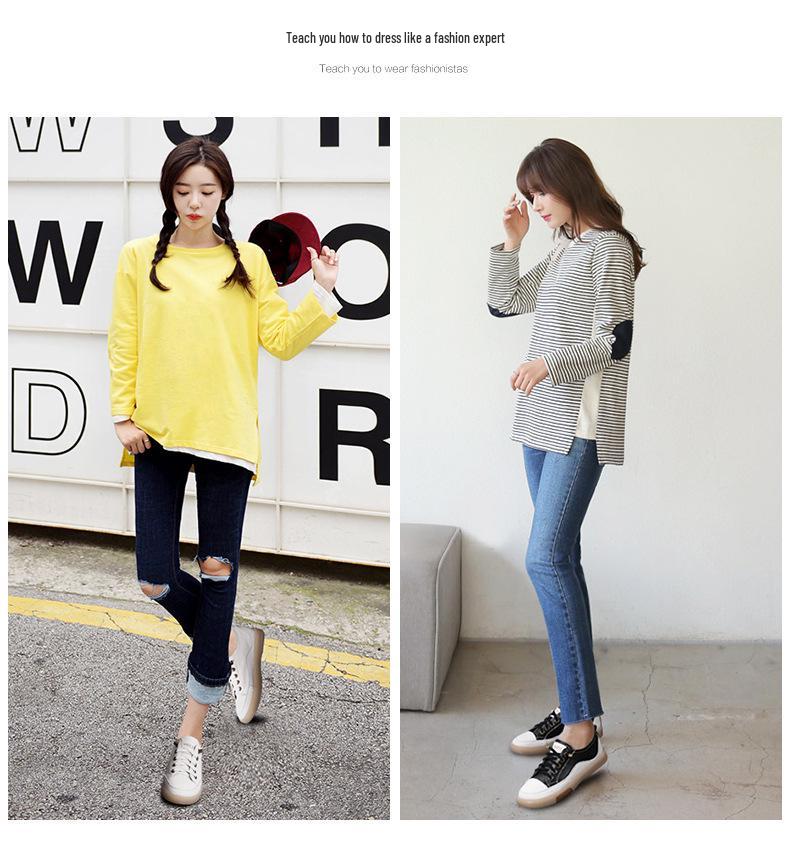 Autumn Korean Style Women's Slip-On Soft Sole Sneakers with Elastic Band for Casual Wear