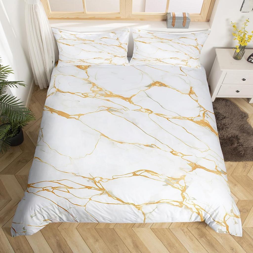 Black Marble Duvet Cover Set Gold Metallic Marble Bedding Set Black Gold Abstract Marble Texture King Size Comforter Cover Sets