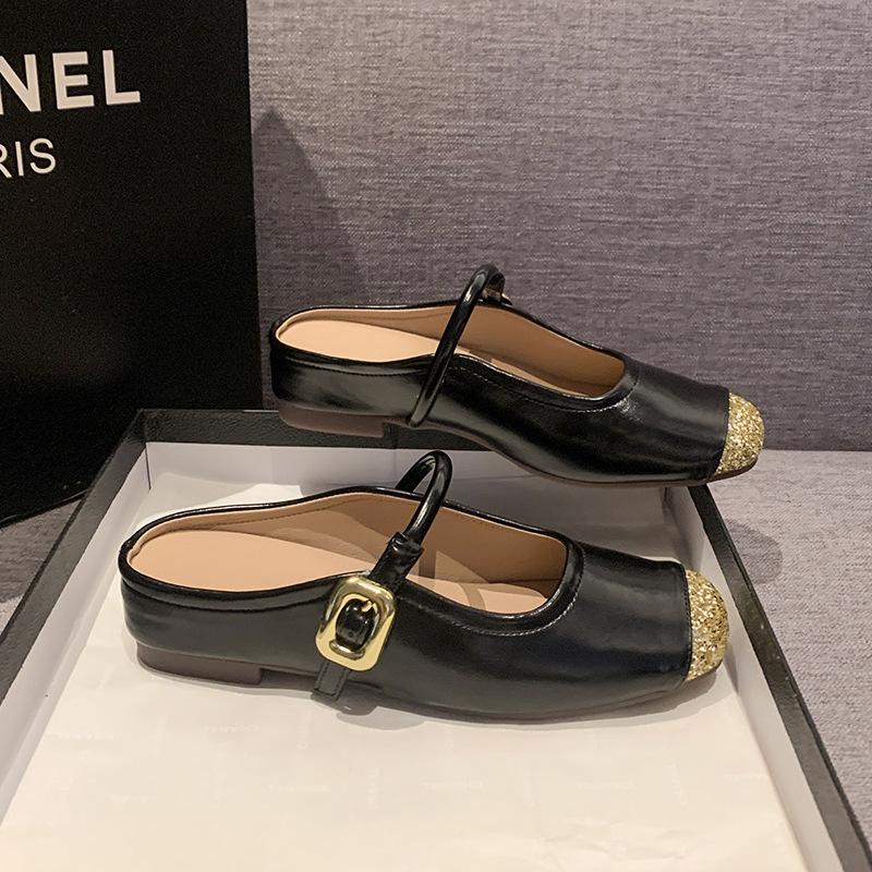 Small height-increasing slippers silver single shoes 2025 spring and summer new temperament one-pedal bag head slippers women's outer wear