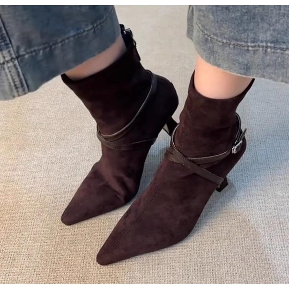 Design Autumn Fashion Elastic Slim Women Ankle Boots Fashion Party Stripper Female Shoes Ladies High Heel Short Botas Para Mujer