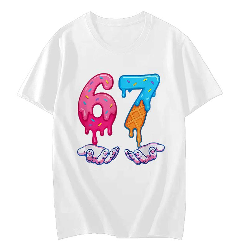Funny Six Seven 67 Brainrot Print Fashion T Shirt Unisex Women Fashion Gaming Meme TShirt Y2k Casual Short Sleeve Tee Tops Clothes