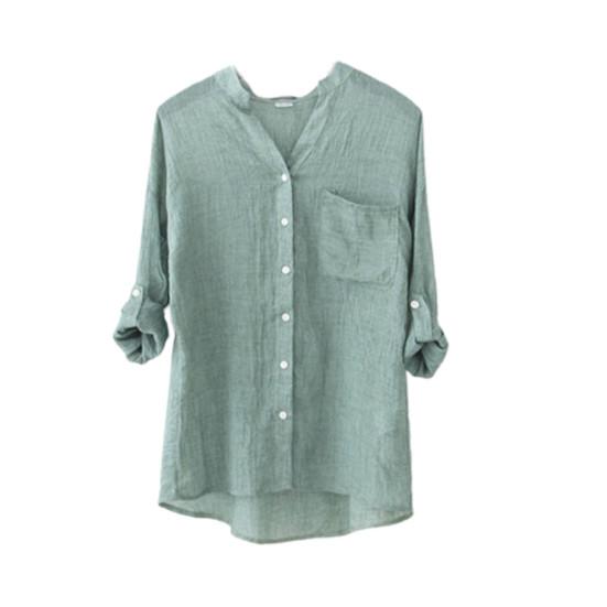 

Стенд большого размера, цветной воротник, защита от солнца, однотонная летняя однобортная блузка, уличная одежда S зелёный