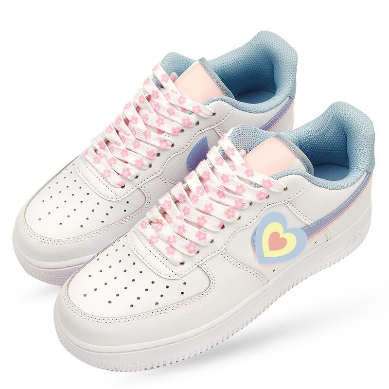 New Shoelaces for Sneakers Flat Printed Cherry Blossoms Shoe Laces High-top Canvas Shoelace For AF1 Woman Man Sport Shoe Strings