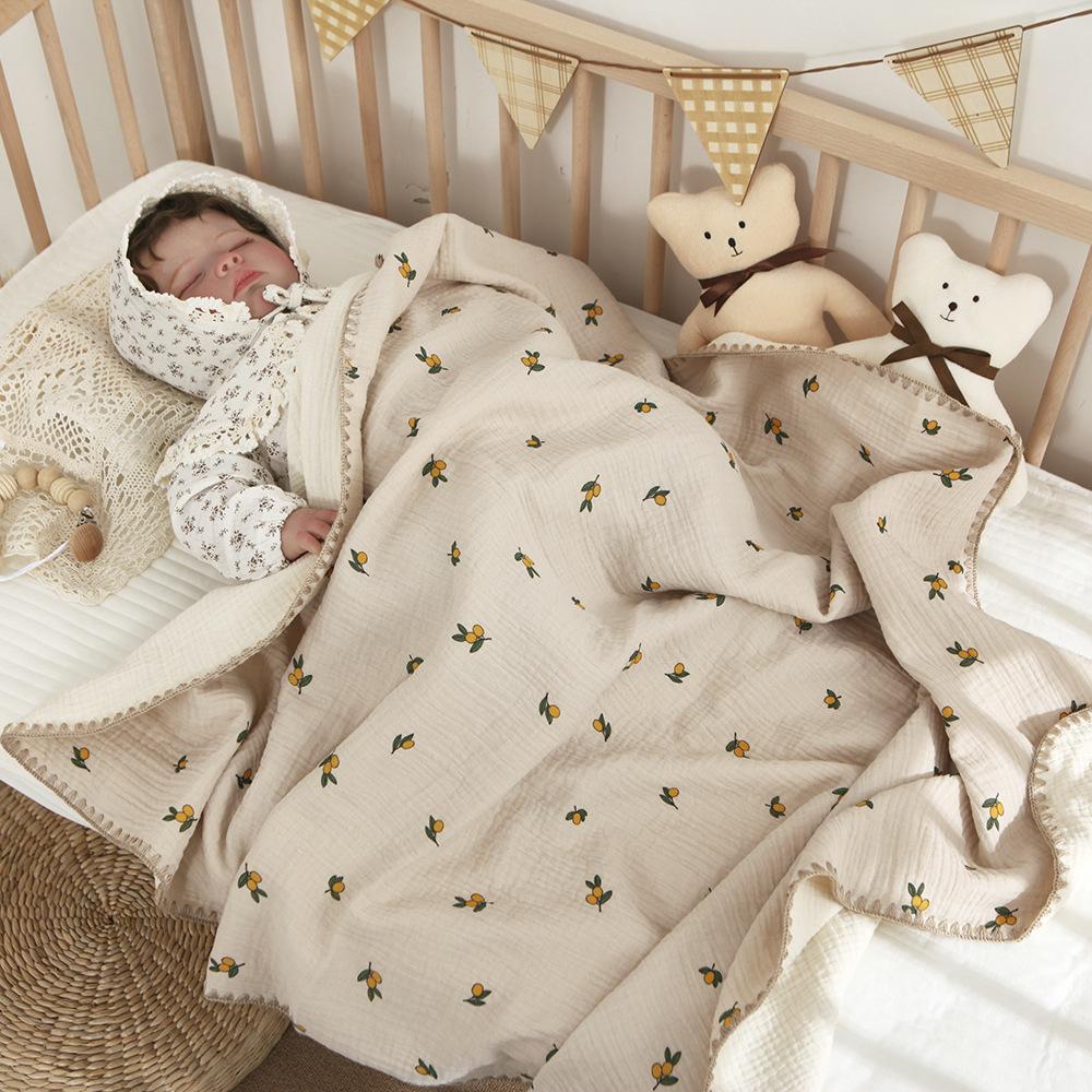 Babydecken für Betten 4-lagige Baumwoll-Swaddle-Musselin-Decke Bettwäsche Leinen Baby-Accessoires Neugeborenen-Badetuch Mutter Kinder