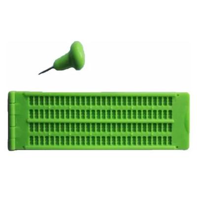 Ardezie Braille pentru scriere, 4 linii, 28 de celule, din plastic rezistent, portabilă, pentru învățarea nevăzătorilor